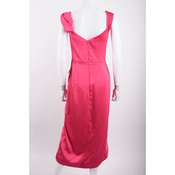 Theia Womens Andi Wrap Midi Dress Draped Formal Cocktail Party Sz 12 Pink NWT - Picture 5 of 6